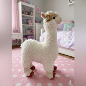 NWOT Adorable White and Brown Stuffed Alpaca Llama XL